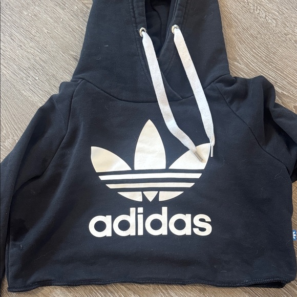 Adidas Black and White Cropped Hoodie - Picture 2 of 3